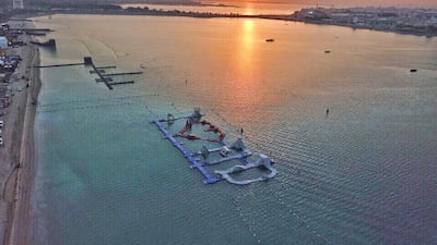 AquaFun Abu Dhabi is located adjacent to the Hilton and St Regis hotels on the Corniche. Courtesy AquaFun