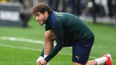 Davide Calabria attends Italy's training session at the San Siro on the eve of their Uefa Nations League semi-final against Spain. AFP