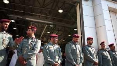 Police officers attend the launch of the Dubai Civil Defence Centre in Al Barsha yesterday.