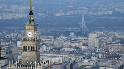 A view of Warsaw's skyline. Poland has been hit by Europe’s energy crisis. Rising fuel prices during winter have contributed to a cost-of-living squeeze. EPA