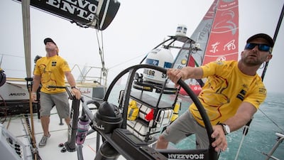Abu Dhabi Ocean Racing, picutred, currently top the overall standings following four legs of the Volvo Ocean Race. Photo courtesy: Abu Dhabi Ocean Racing / Getty Images