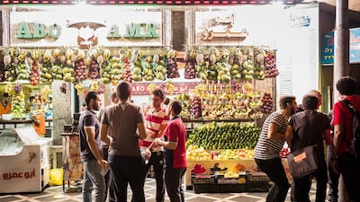 The City Drink – or Abou Amr – fruit stalls is often one of the last stops for people on their way home after suhour. It’s not unusual for City Drink to cause traffic jams all the way to Tahrir Square as patrons double park on the main thoroughfare to pick up their beverages. David Degner for The National
