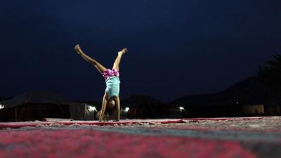 The delights of her desert excursion sent 10-year-old Bea into a cartwheel.