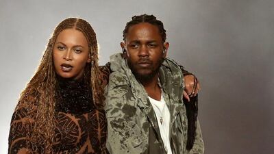 Beyoncé, left, and Kendrick Lamar perform Freedom at the BET Awards. Matt Sayles / Invision / AP