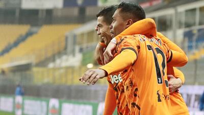 Cristiano Ronaldo with his teammates. EPA