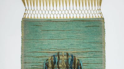 Palghat Tapestry (1966) by Sheila Hicks at the Tales of Thread exhibition at the Custot Gallery in Dubai