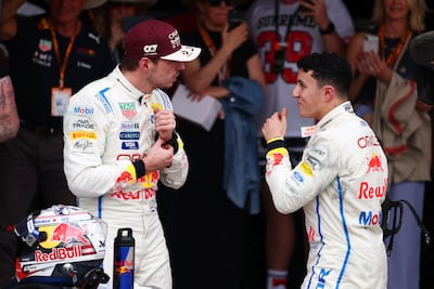Red Bull driver Max Verstappen with Isack Hadjar in Austin, Texas. AFP