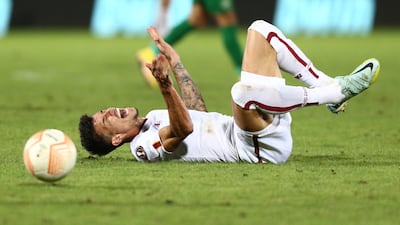 Roma's Roger Ibanez after picking up an injury. Reuters