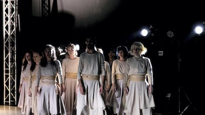 A rehearsal of ‘Ansaf’, a new work performed by the Sima Dance Company. Reem Mohammed / The National