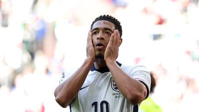 England midfielder Jude Bellingham during the first half. Getty Images