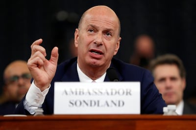 Gordan Sondland gave damaging testimony in the impeachment inquiry. AP