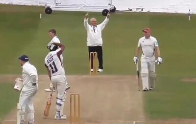 Asif Ali shatters his own car window with a six. Photo: @IllingworthCC/Twitter