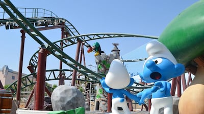 The view of Smurfs Village Express at Motiongate Dubai. Courtesy of Motiongate Dubai