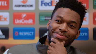 Liverpool's Daniel Sturridge attends a press conference on Wednesday ahead of his team's Europa League match against Augsburg. Peter Powell / EPA / February 24, 2016