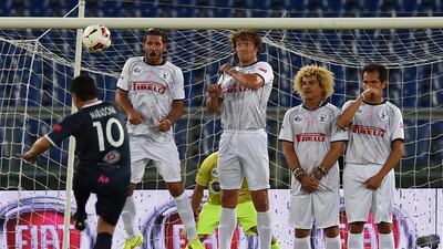 Diego Maradona in action during “Match for Peace” at Rome’s Olympic Stadium on September 1, 2014. Giuseppe Bellini / Getty Images