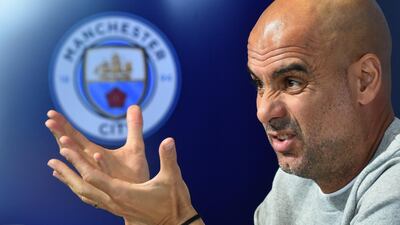 Manchester City coach Pep Guardiola talks tactics ahead of the Champions League game against Atalanta. Getty