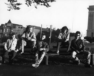 One of the first promotional shots of the We Care A Lot / Introduce Yourself line-up, taken days after Jim Martin joined the band. Photo by Joan Osato, Courtesy Bill Gould / Faith No More.