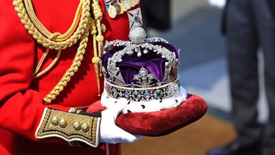 The Imperial State Crown arrives. PA