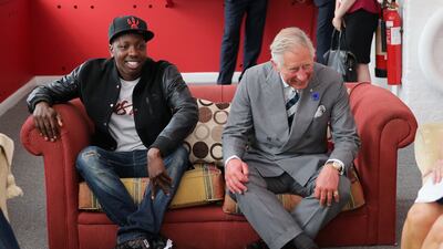 Edwards with Prince Charles during a live session at the launch of the Prince's Trust Summer Sessions. PA