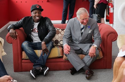 Britain's Prince Charles with Jamal Edwards during a live session at the launch of the Prince's Trust Summer Sessions. PA