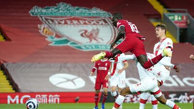 Liverpool's Sadio Mane scores his side's first goal. PA