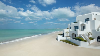 Anantara Santorini Abu Dhabi Retreat beach view. Photo: Minor Hotels