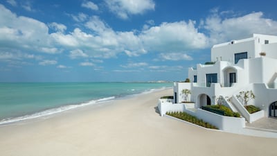 Anantara Santorini Abu Dhabi Retreat will feature low-lying white buildings inspired by the Greek island it's named after. Photo: Minor Hotels