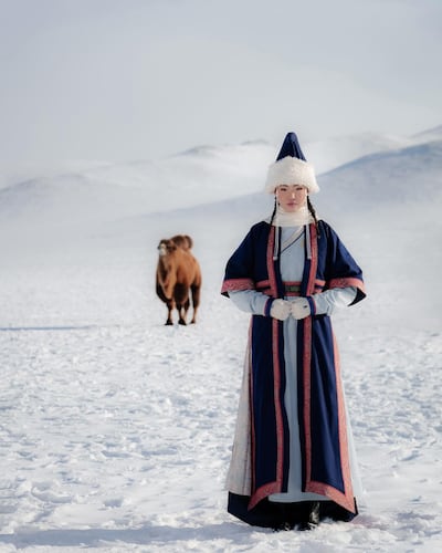 The Mongolian uniform is inspired by ancient warriors. Photo: Goyol Cashmere