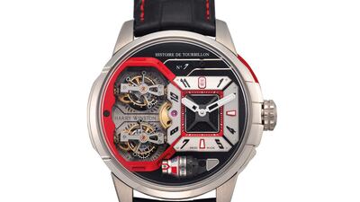 A Harry Winston model from 2016 with 18k white gold tourbillions, at Christie's.