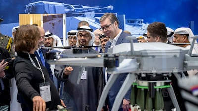 President Sheikh Mohamed visits Idex alongside Serbian President Aleksandar Vucic, centre-right