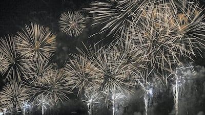 A colourful fireworks display on the UAE's 47th National Day at the Corniche, Abu Dhabi, on December 2, 2018. Khushnum Bhandari/ The National