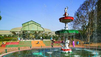 The Lalbagh Botanical Gardens in Bangalore features more than 1,000 species of plants, a fountain and ancient rock formations. Jon Hicks / Corbis