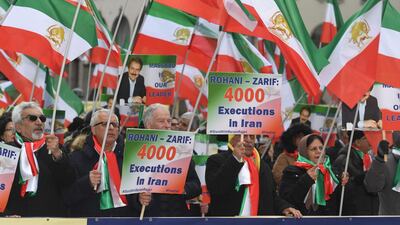 Demonstrators, many of them members of the Iranian community in Germany, stage a protest against Iran's Foreign Minister Mohammad Javad Zarif, who is attending the 56th Munich Security Conference (MSC) in Munich, southern Germany. AFP