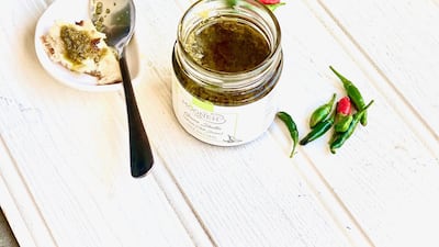 Hot sauces by Mooneh Foodstuff Supply Services, the UAE’s first dedicated fermenter. Courtesy Mooneh Foodstuff Supply Services