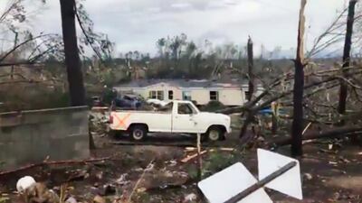 This photo shows debris in Lee County, Alabama, after what appeared to be a tornado struck in the area. AP Photo