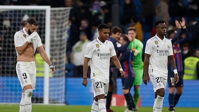 Real Madrid players react after the final whistle. EPA