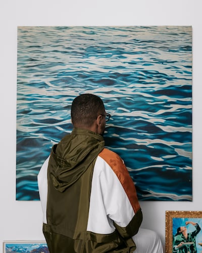 Working intuitively in the studio, Hashel Al Lamki often allows materials and textures to guide the direction of a piece. Photographer: Aqib Anwar