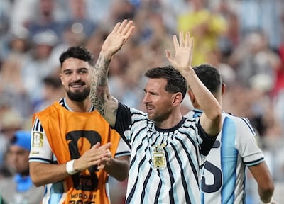 Argentina's Lionel Messi waves to fans at the Kansas City Stadium. Reuters