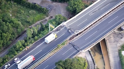 The damaged Kyushu expressway in Yatsushiro. Reuters