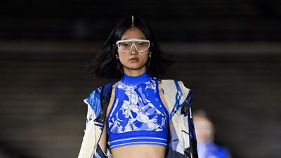 A model walks the runway during the Dior Cruise show 2022 at Panathenaic Stadium on June 17, 2021 in Athens, Greece. AFP