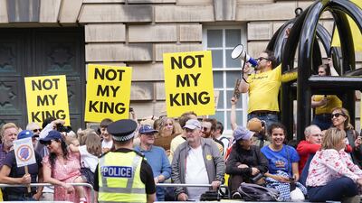 Protesters on the Royal Mile. PA
