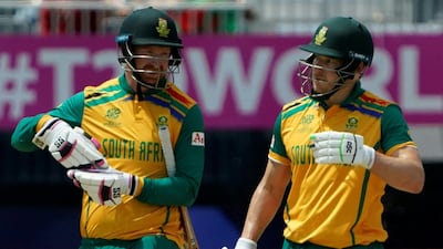 South Africa's Heinrich Klaasen, left, and David Miller are set to feature in the DP World ILT20 in the UAE later this year. AFP