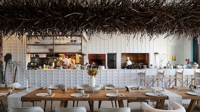 The restaurant's decor has authentic Ukrainian elements