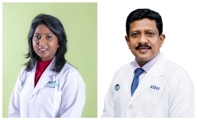 Left, Janani Satchithanantham recommends the practice of Nadi Shodhan pranayama, also known as alternate nostril breathing. Right, psychiatrist Arun Kumar says mindful breathing techniques can regulate chronic pain conditions. Aster