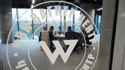 An office at the PMC Wagner Centre during its official opening in St Petersburg, Russia. AP