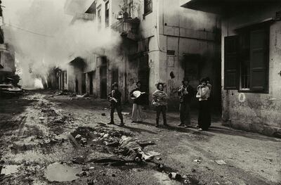 Young Christian Youth Celebrating the Death of a Young Palestinian Girl, Beirut, 1976. Courtesy Don McCullin