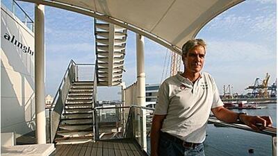 Australian Grant Simmer, pictured here at Alinghi's team base at the America's Cup harbour in Valencia, is chief designer for the Swiss team and the brains behind Alinghi V, which will race in Ras al Khaimah.