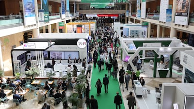 Visitors on the first day of Arab Health 2025 at Dubai World Trade Centre on Monday. Pawan Singh / The National
