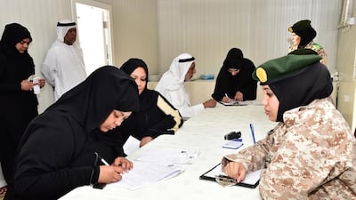Emirati women sign up as national service recriuts. WAM