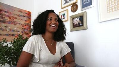 Kera Thompson, 29, from the US, says she has had trouble trying to find darker foundation suitable for her skin colour. Fatima Al Marzooqi / The National